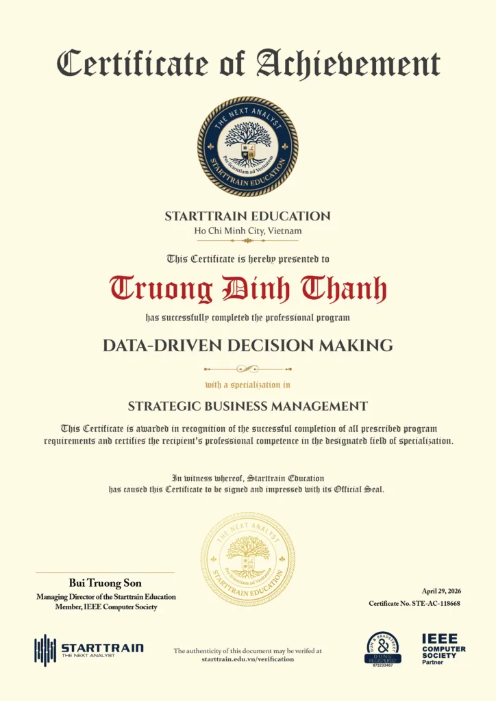 Chứng chỉ chương trình Data-Driven Decision Making