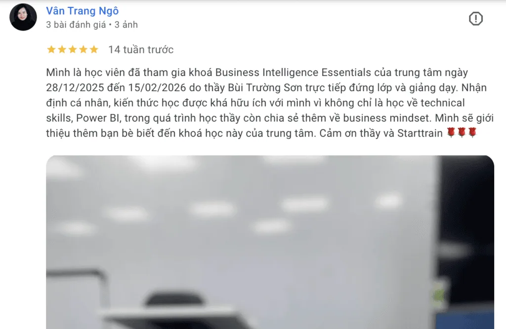 Chia sẻ của học viên khóa học Power BI tại Starttrain