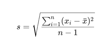 Sample Standard Deviation (s)