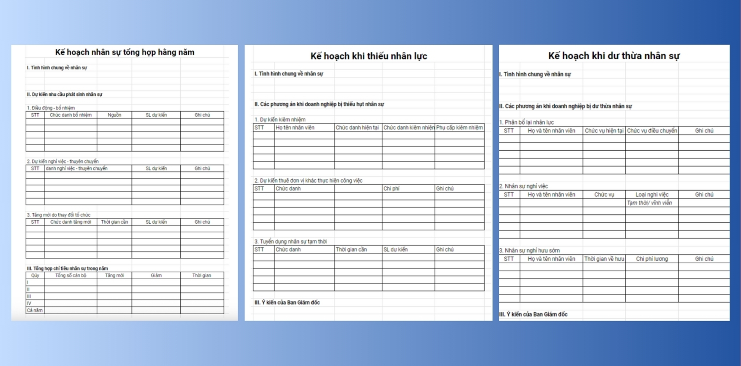 Một số mẫu kế hoạch nhân sự trong doanh nghiệp