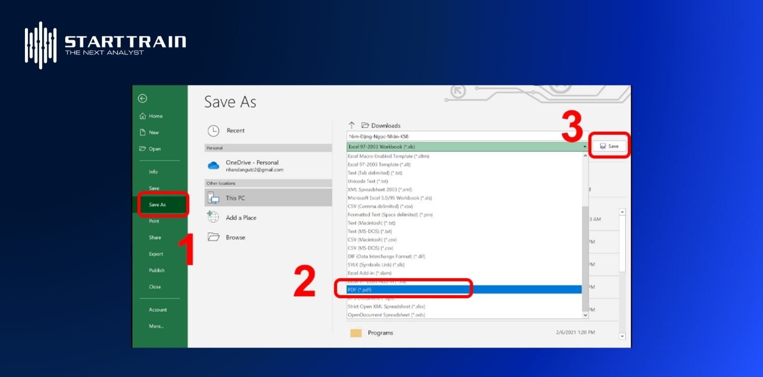 cách chuyển Excel sang PDF trực tiếp