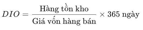 Số ng&agrave;y tồn kho b&igrave;nh qu&acirc;n (DIO)