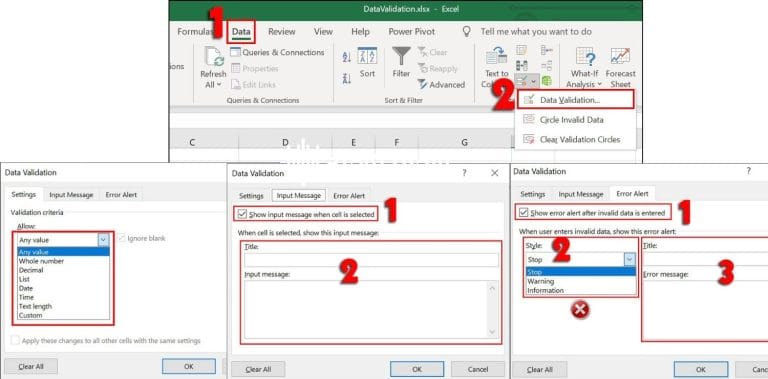 Cách sử dụng Data Validation trong Excel và ví dụ chi tiết