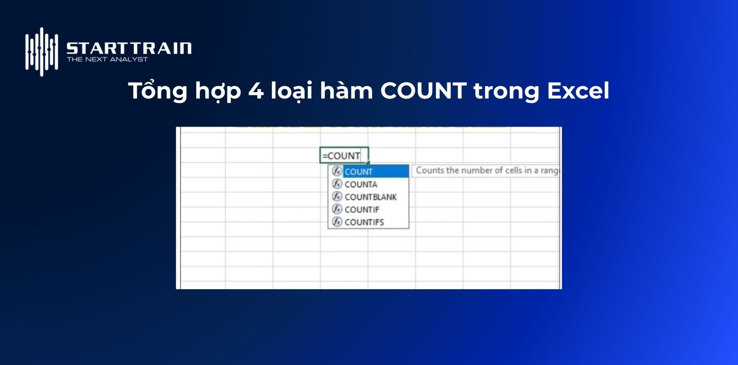 Tổng hợp 4 loại hàm COUNT trong Excel
