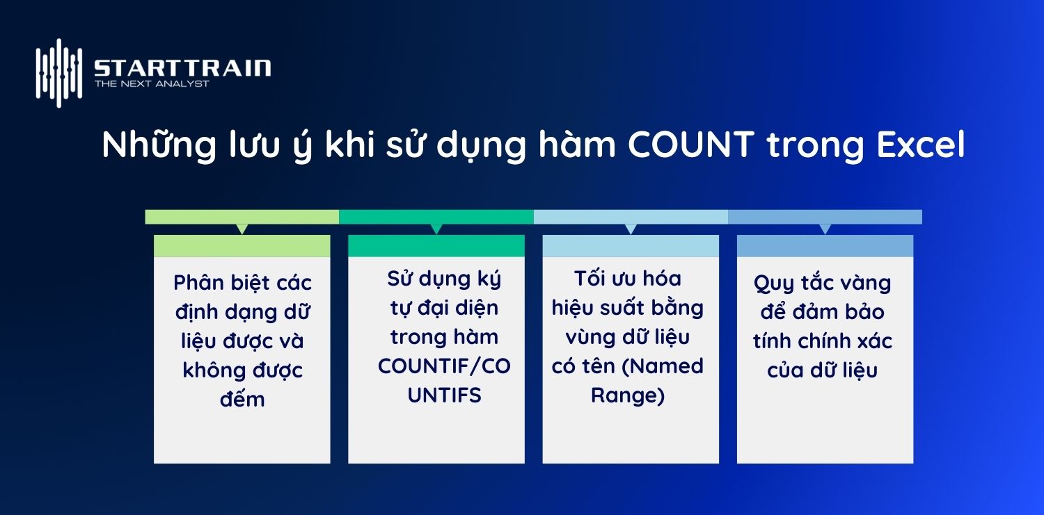 Những lưu ý khi sử dụng hàm COUNT trong Excel