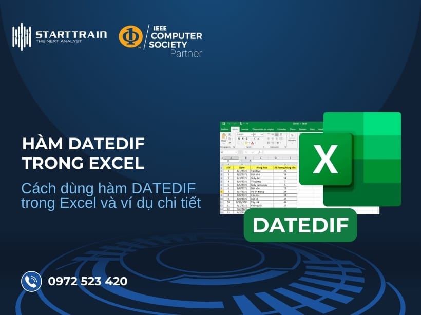 Cách dùng hàm DATEDIF trong Excel và ví dụ chi tiết