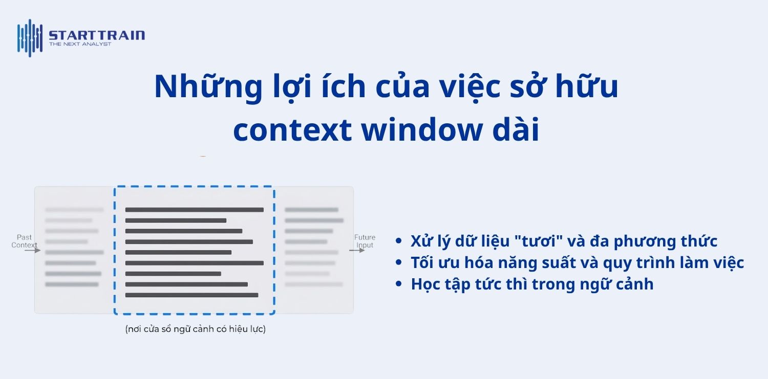 Những lợi ích của việc sở hữu context window dài là gì?