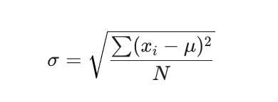 Công thức tính độ lệch chuẩn