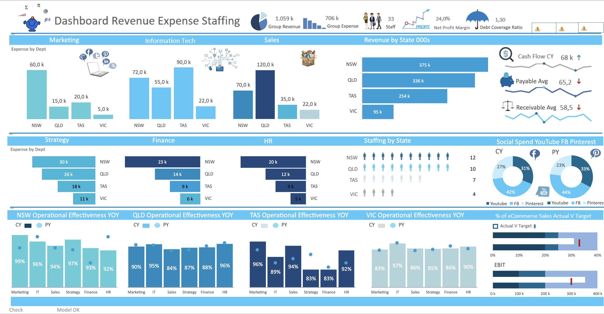 Dashboard Template: Dashboard Revenue Expense Staffing