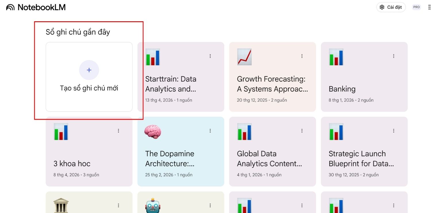 Các bước thao tác với NotebookLM