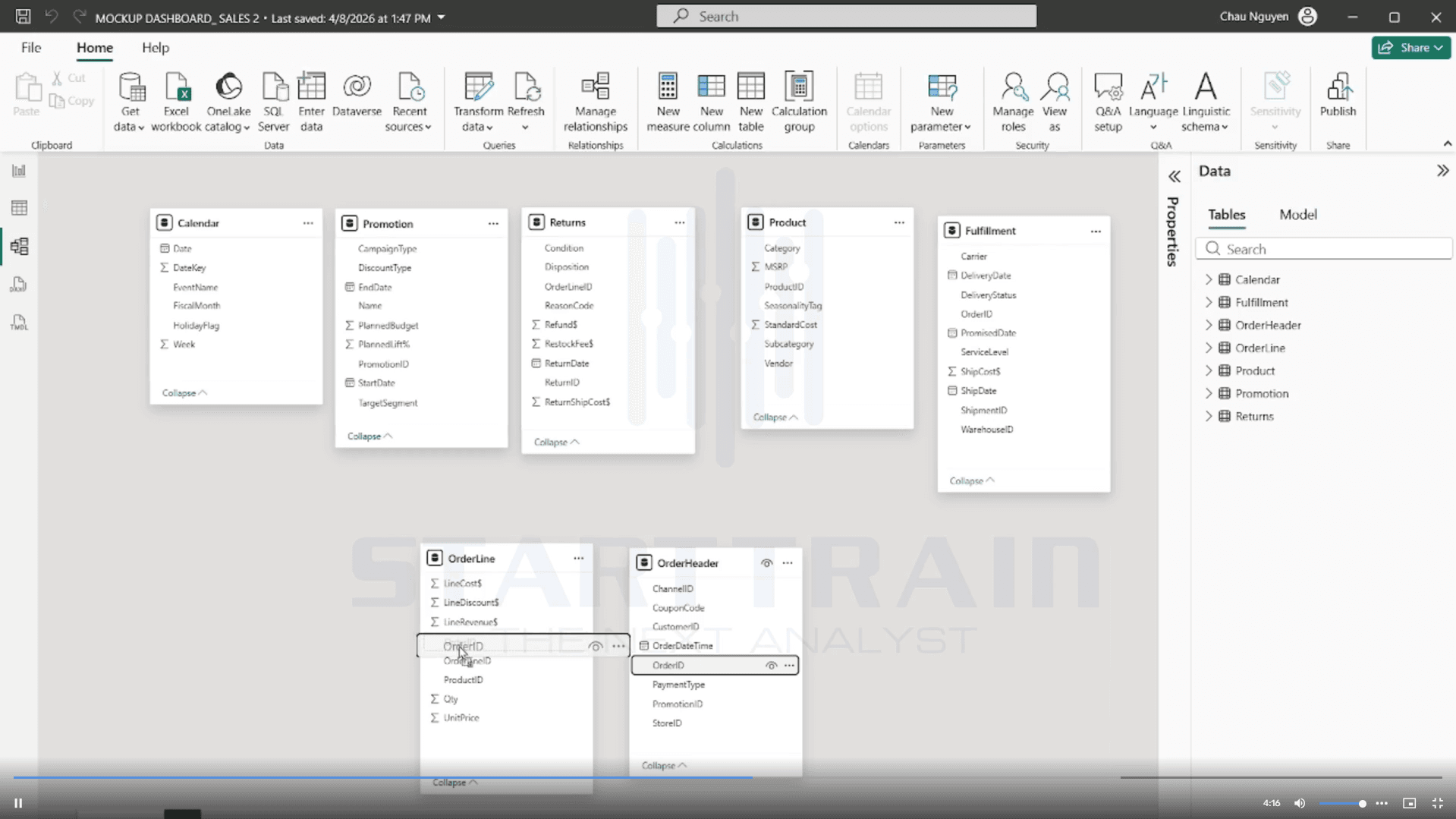 tạo Data Model trong Power BI