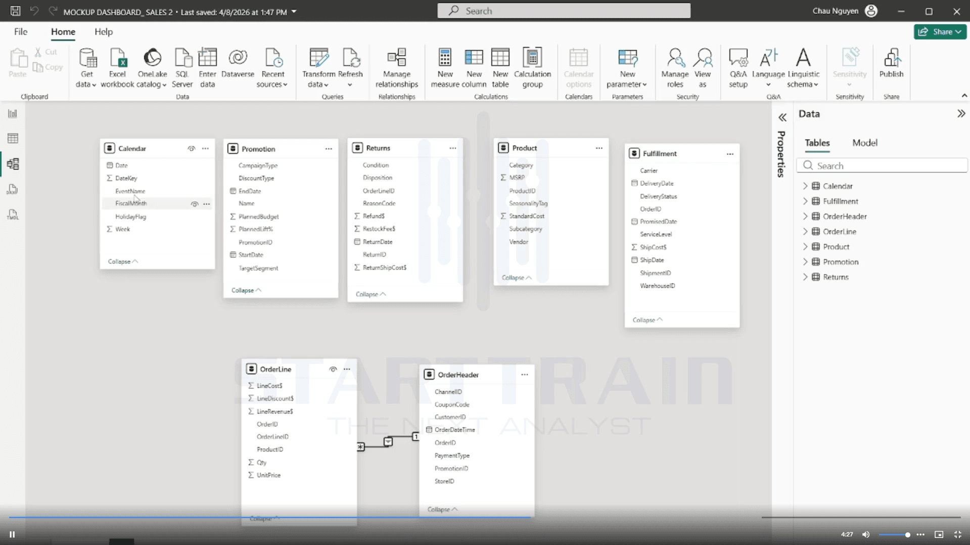 tạo Data Model trong Power BI