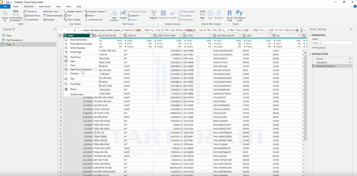 Cách sử dụng Data Type trong Power BI