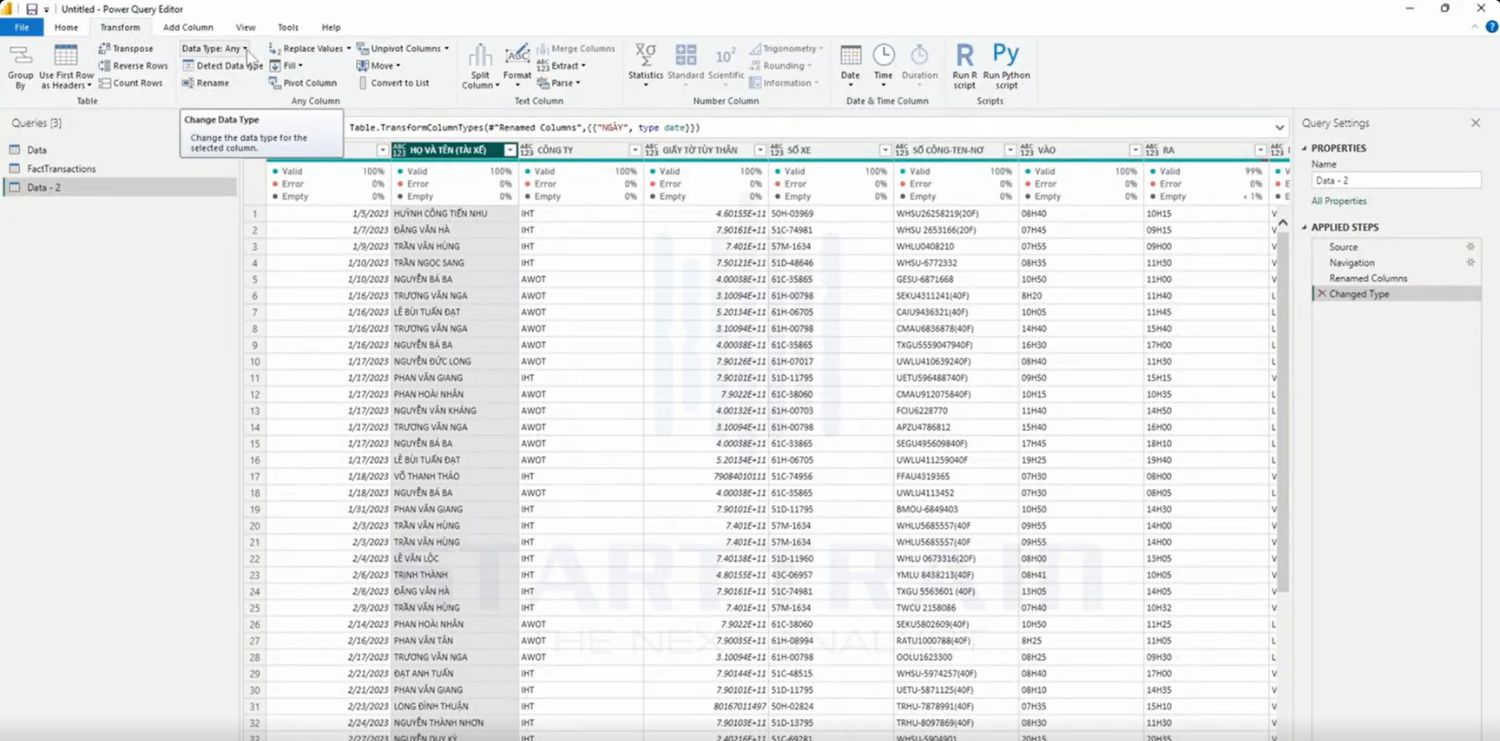 Cách sử dụng Data Type trong Power BI