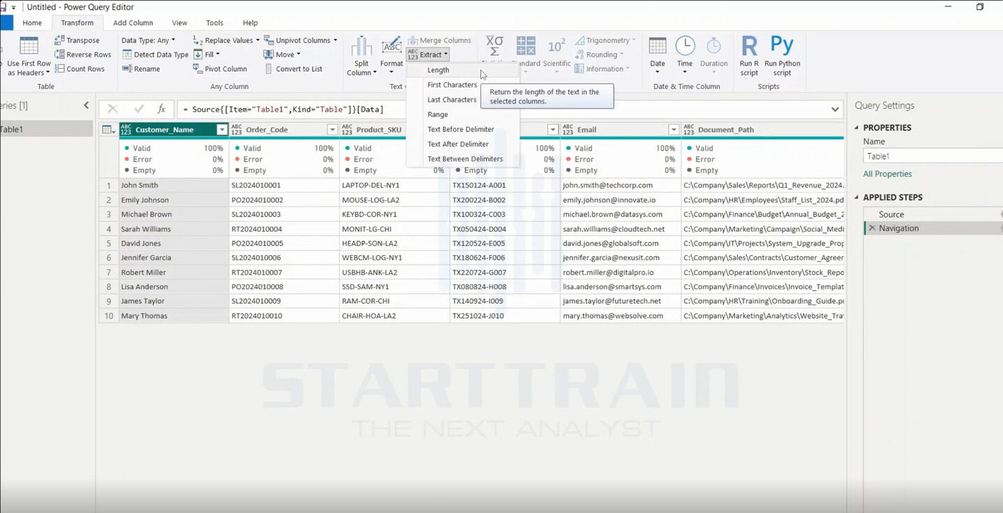 Extract trong Power BI