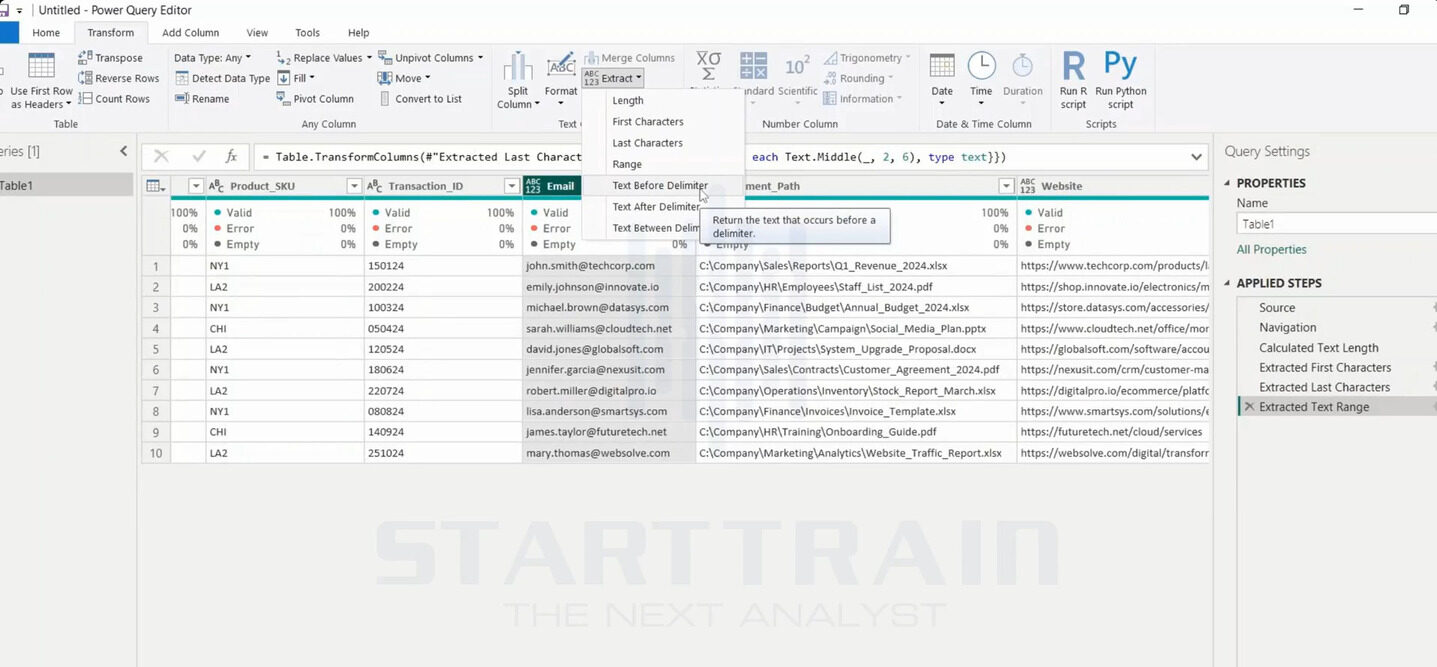Extract trong Power BI
