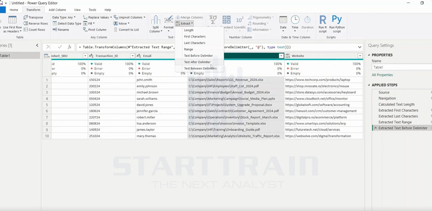 Extract trong Power BI