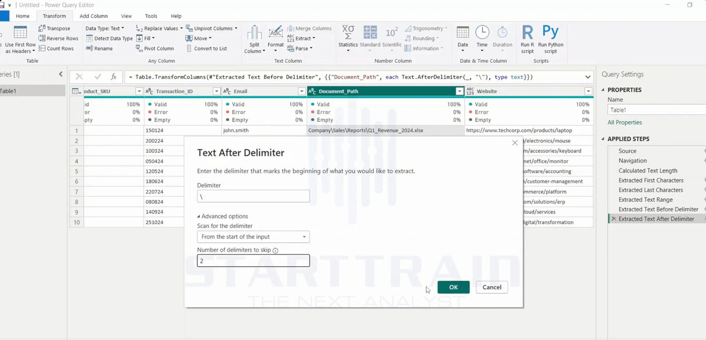 Extract trong Power BI