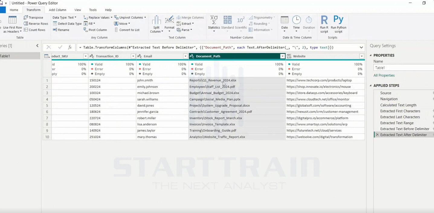 Extract trong Power BI
