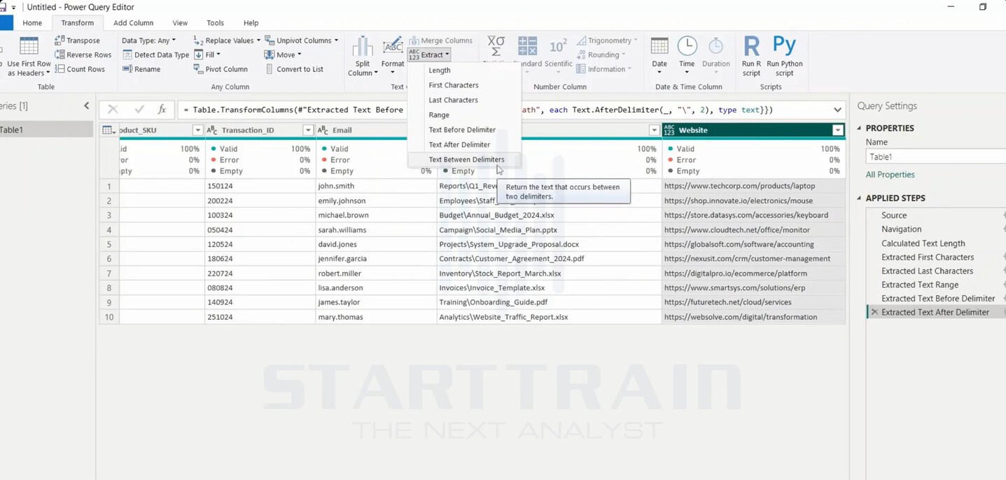 Extract trong Power BI