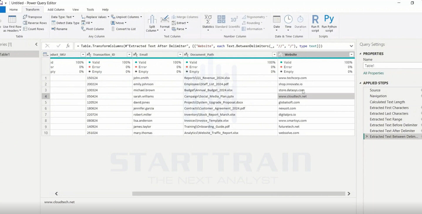 Extract trong Power BI