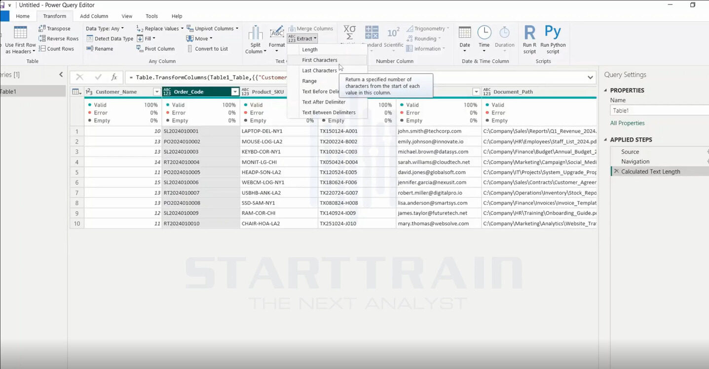 Extract trong Power BI