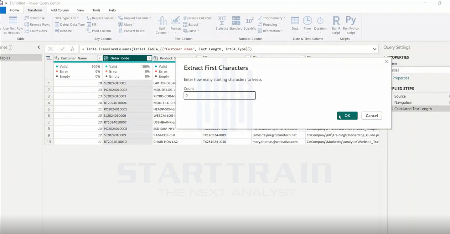 Extract trong Power BI