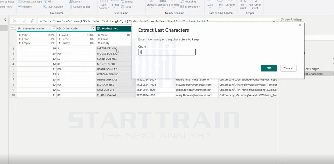 Extract trong Power BI