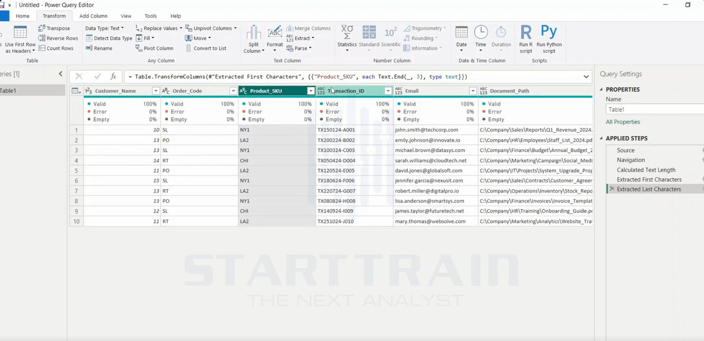 Extract trong Power BI