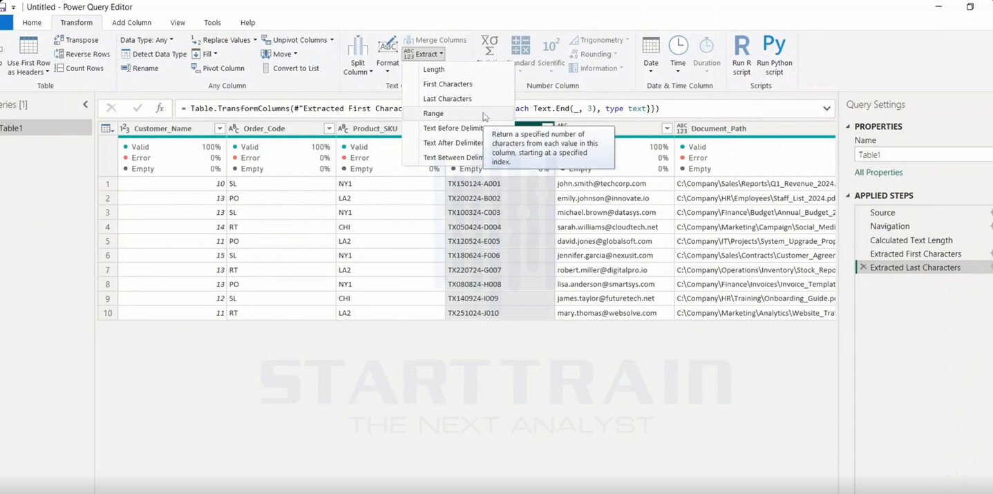 Extract trong Power BI