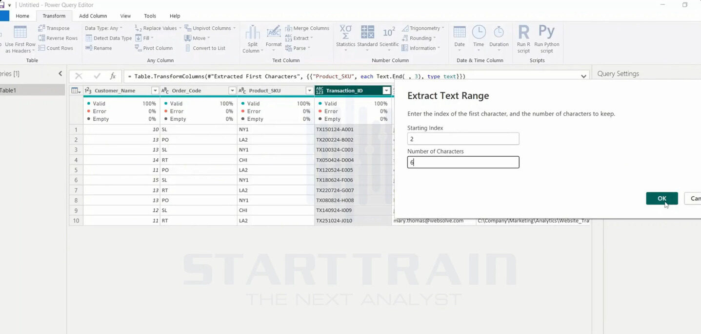 Extract trong Power BI