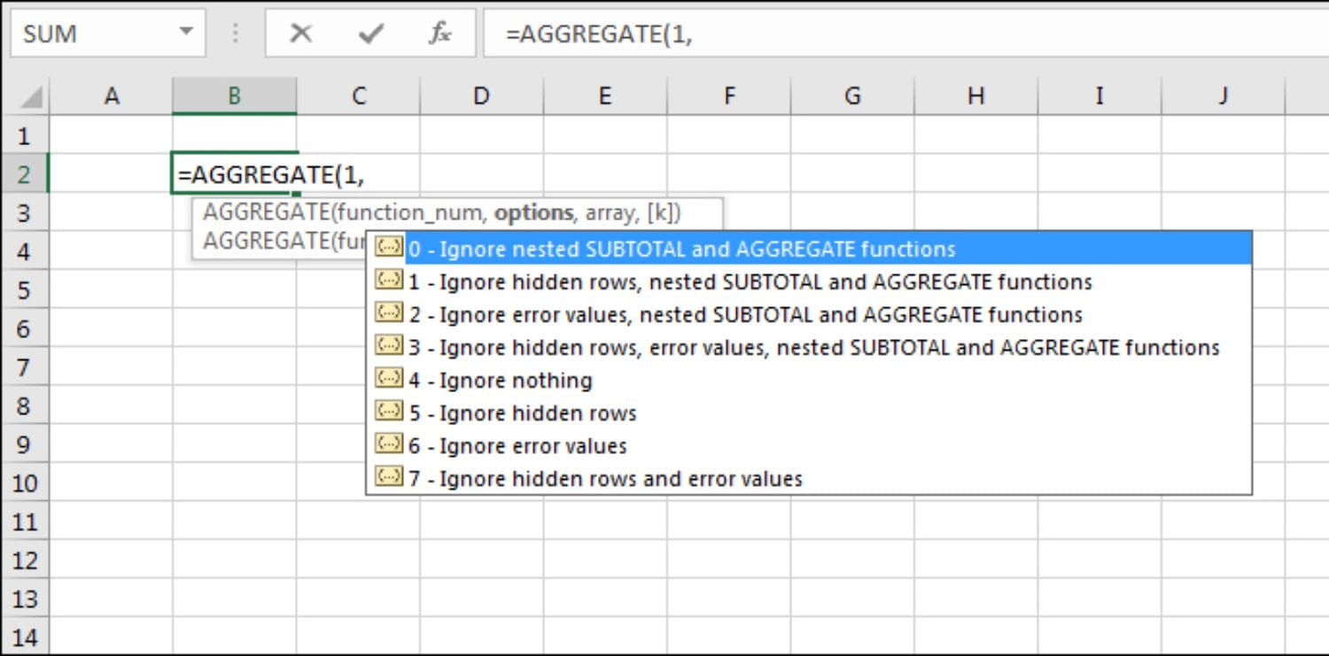 Cách sử dụng hàm Aggregation trong Excel