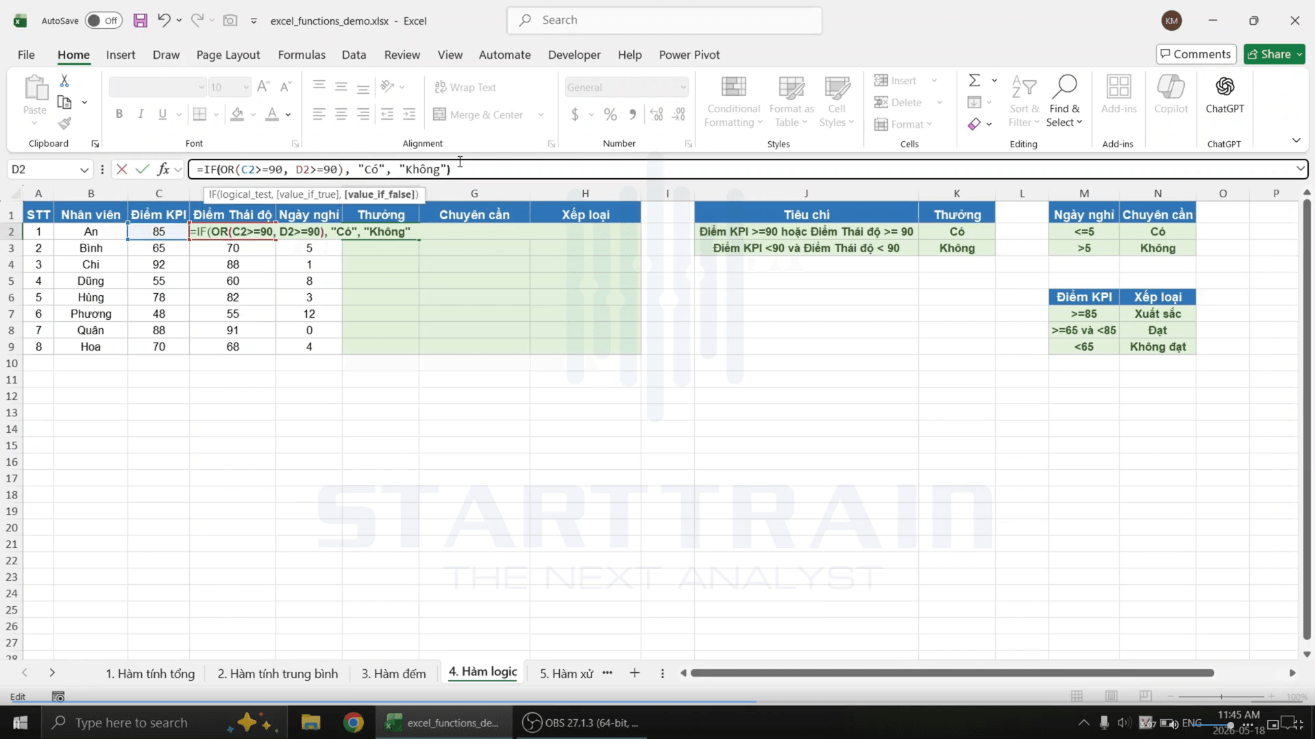 Hàm logic trong Excel