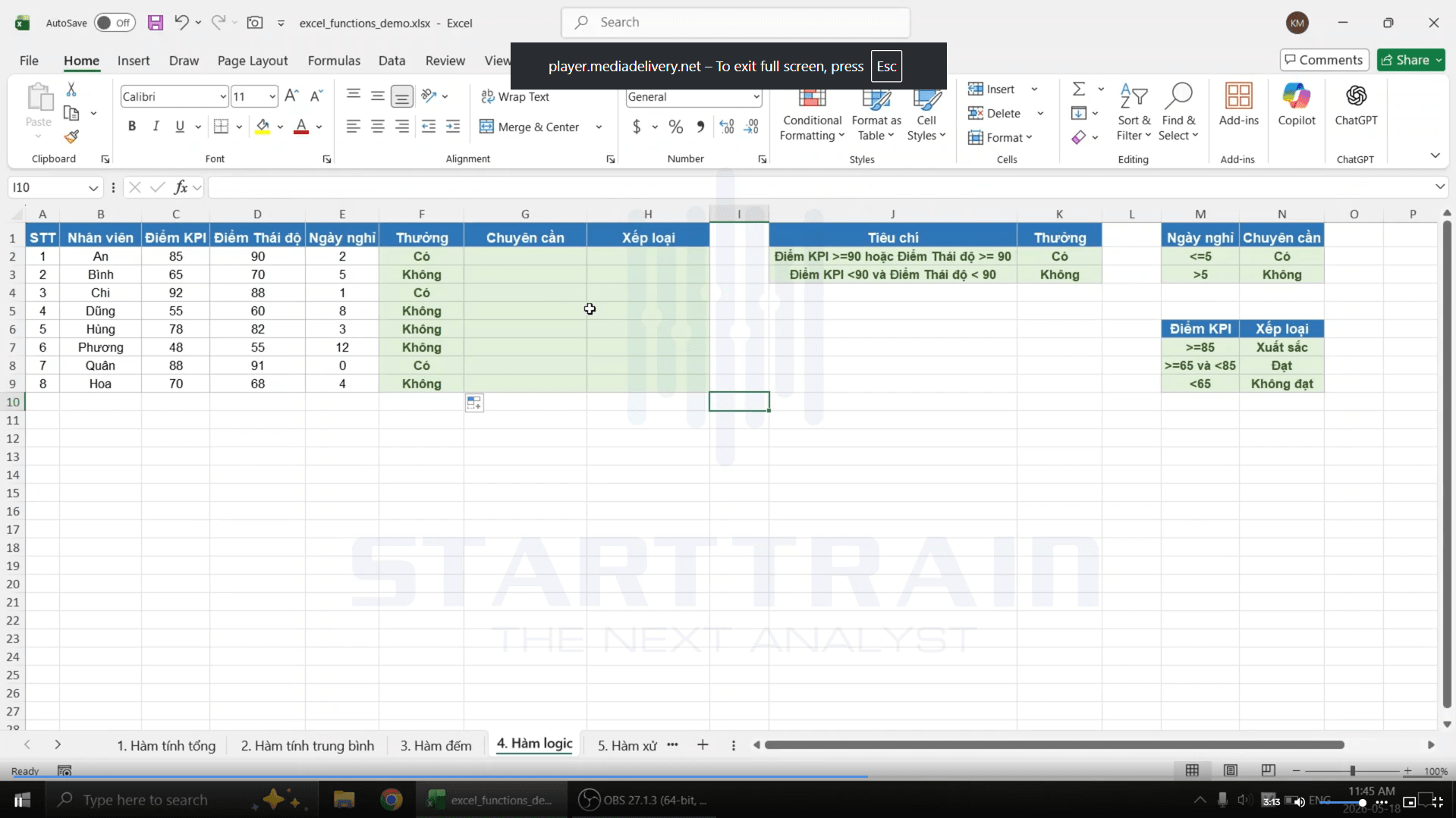 Hàm logic trong Excel