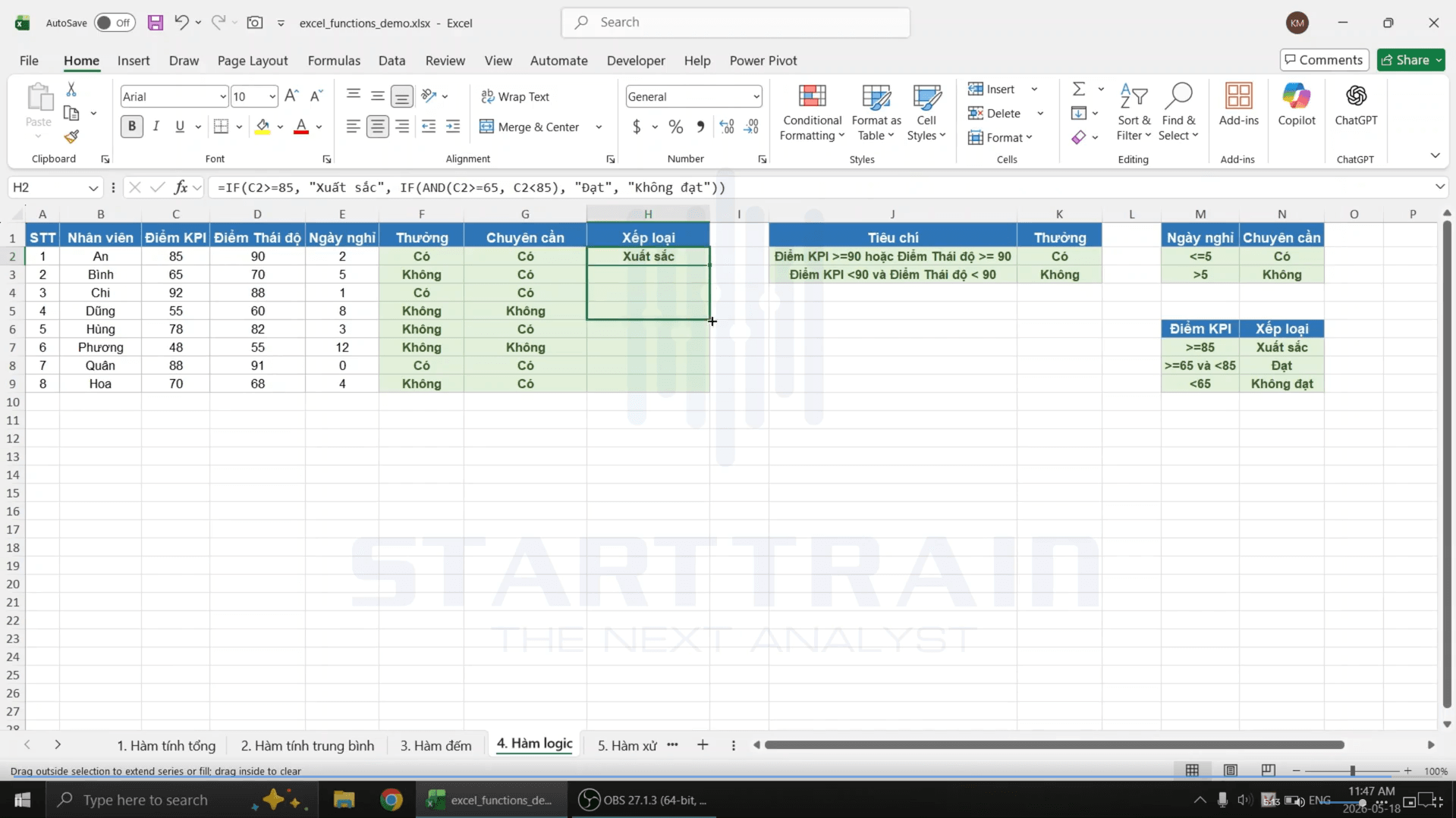 hàm logic trong Excel
