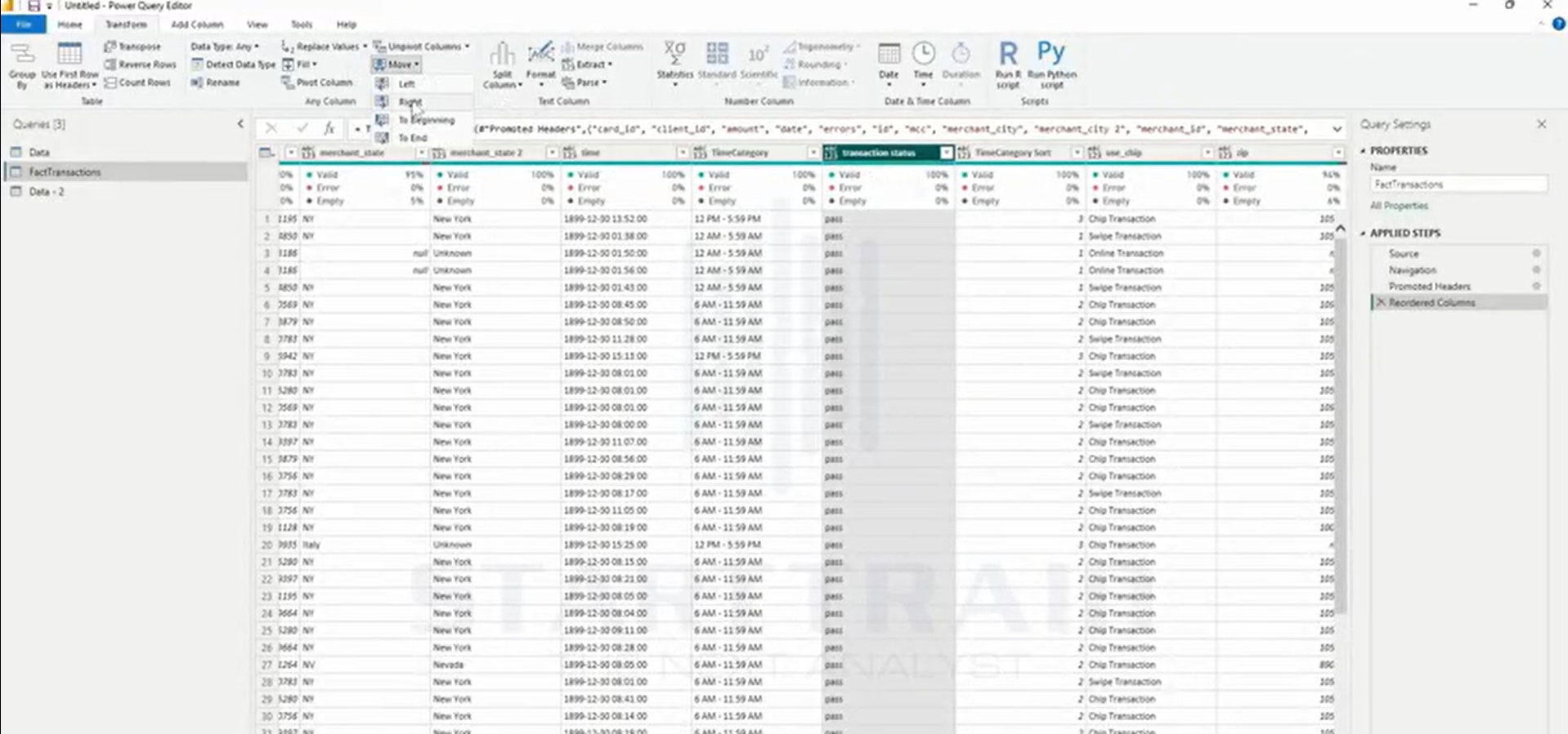 Chức năng Move trong Power BI