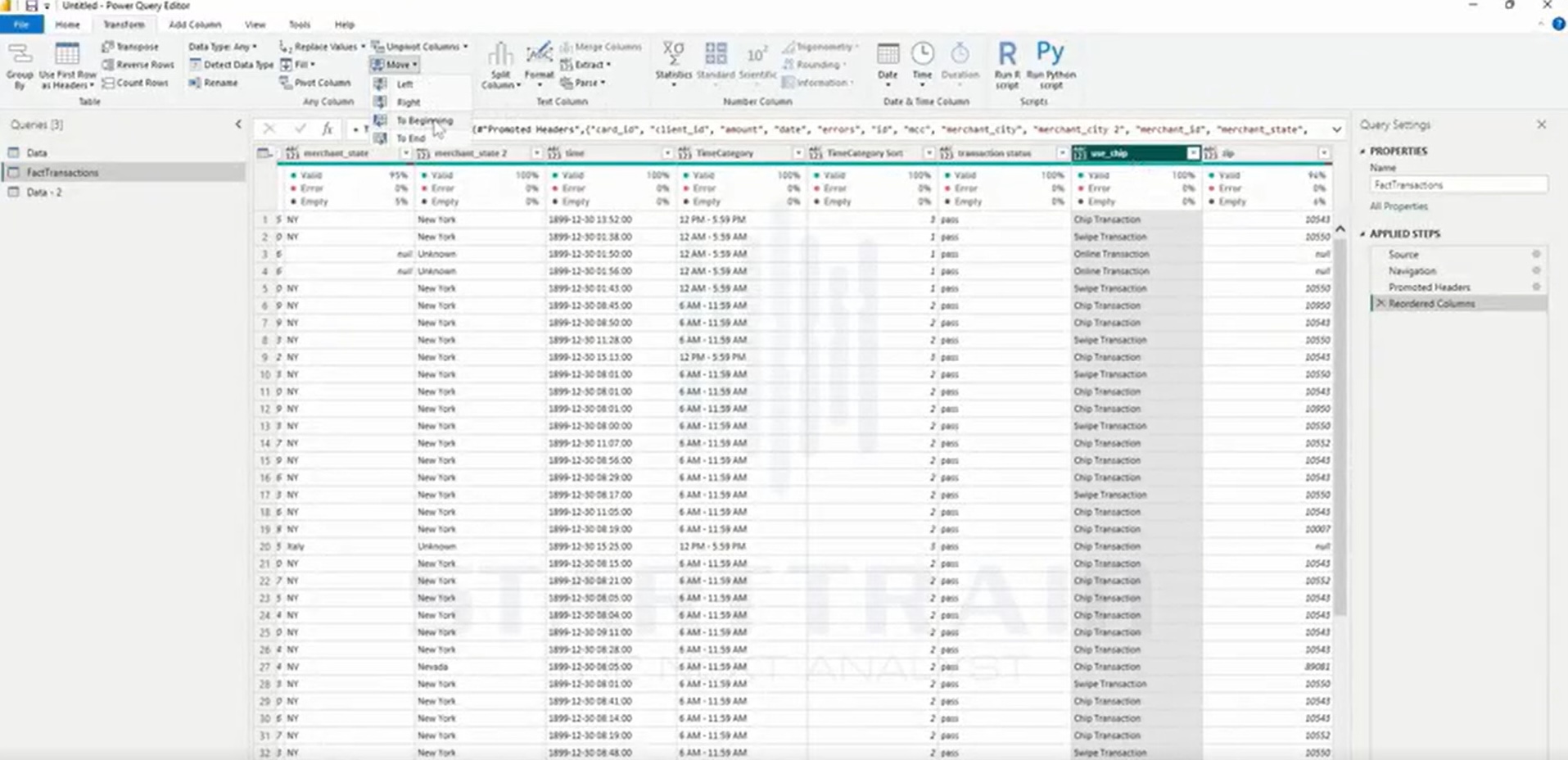 Chức năng Move trong Power BI