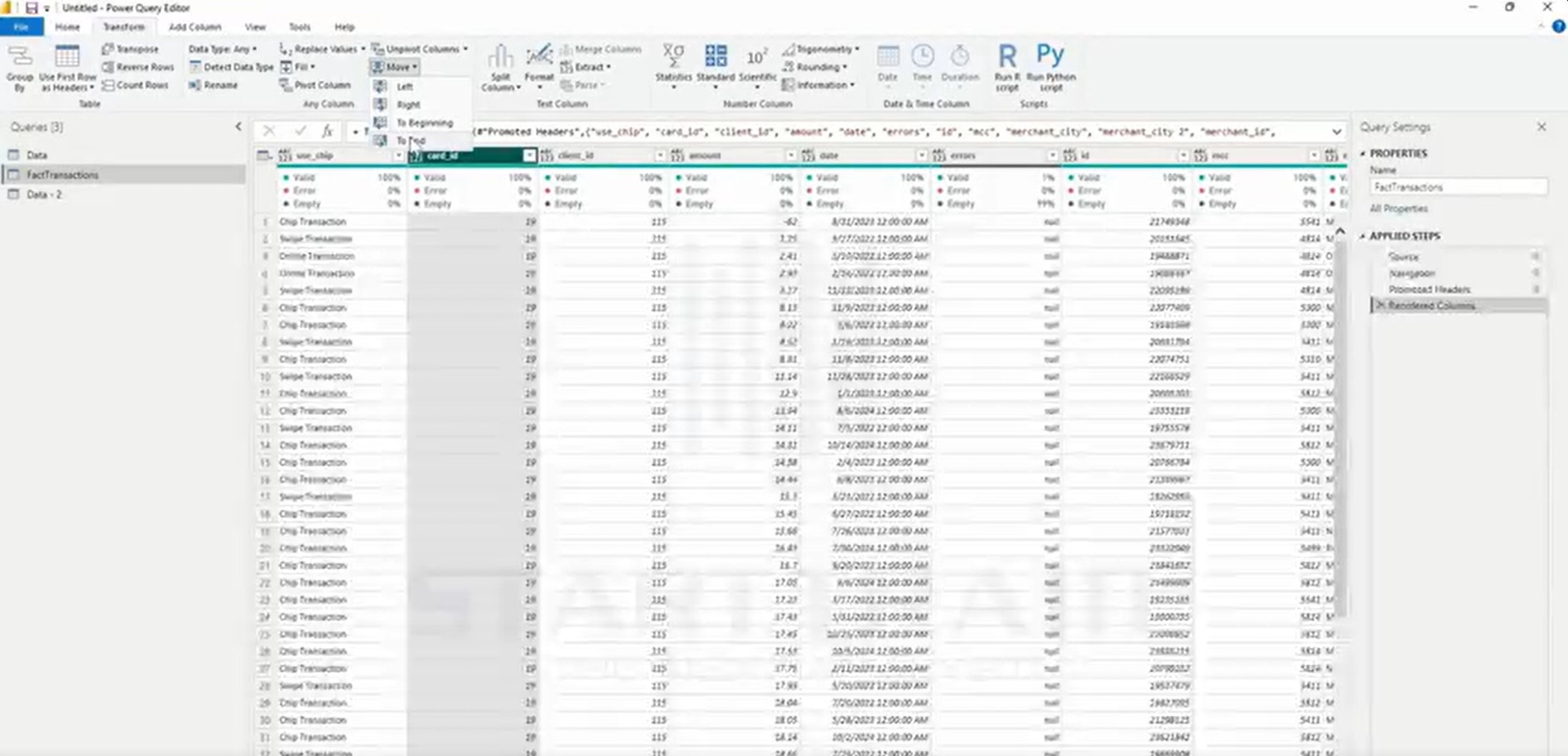 Chức năng Move trong Power BI
