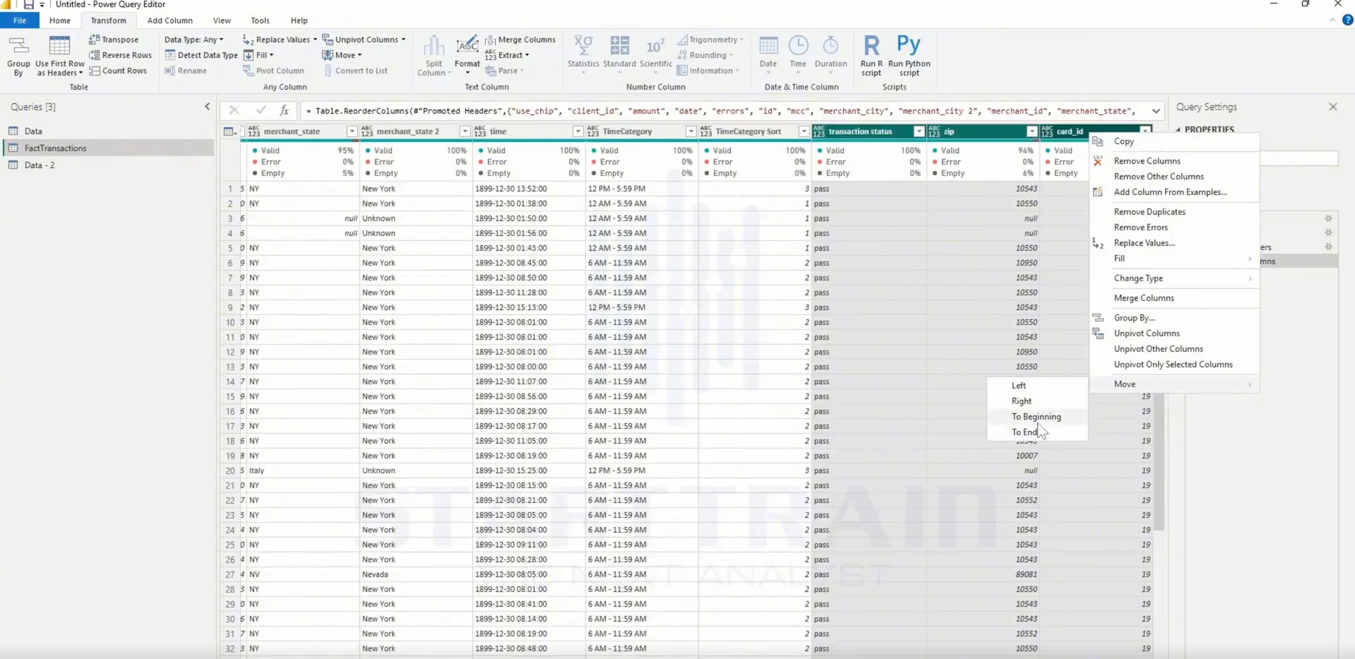 Chức năng Move trong Power BI