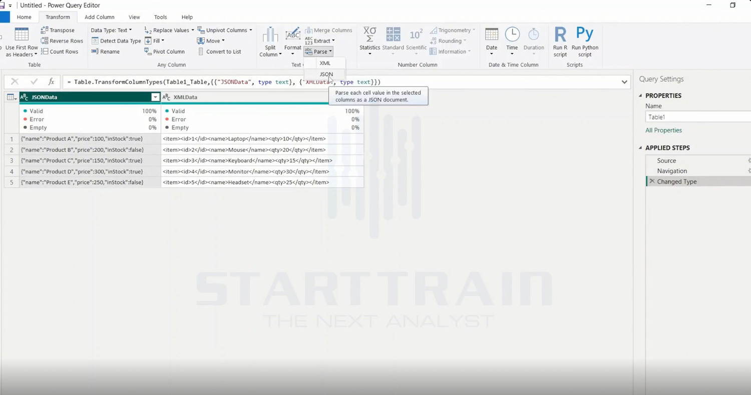 Parse trong Power BI