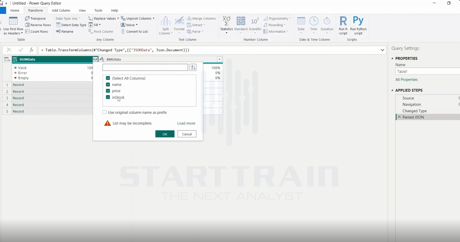Parse trong Power BI
