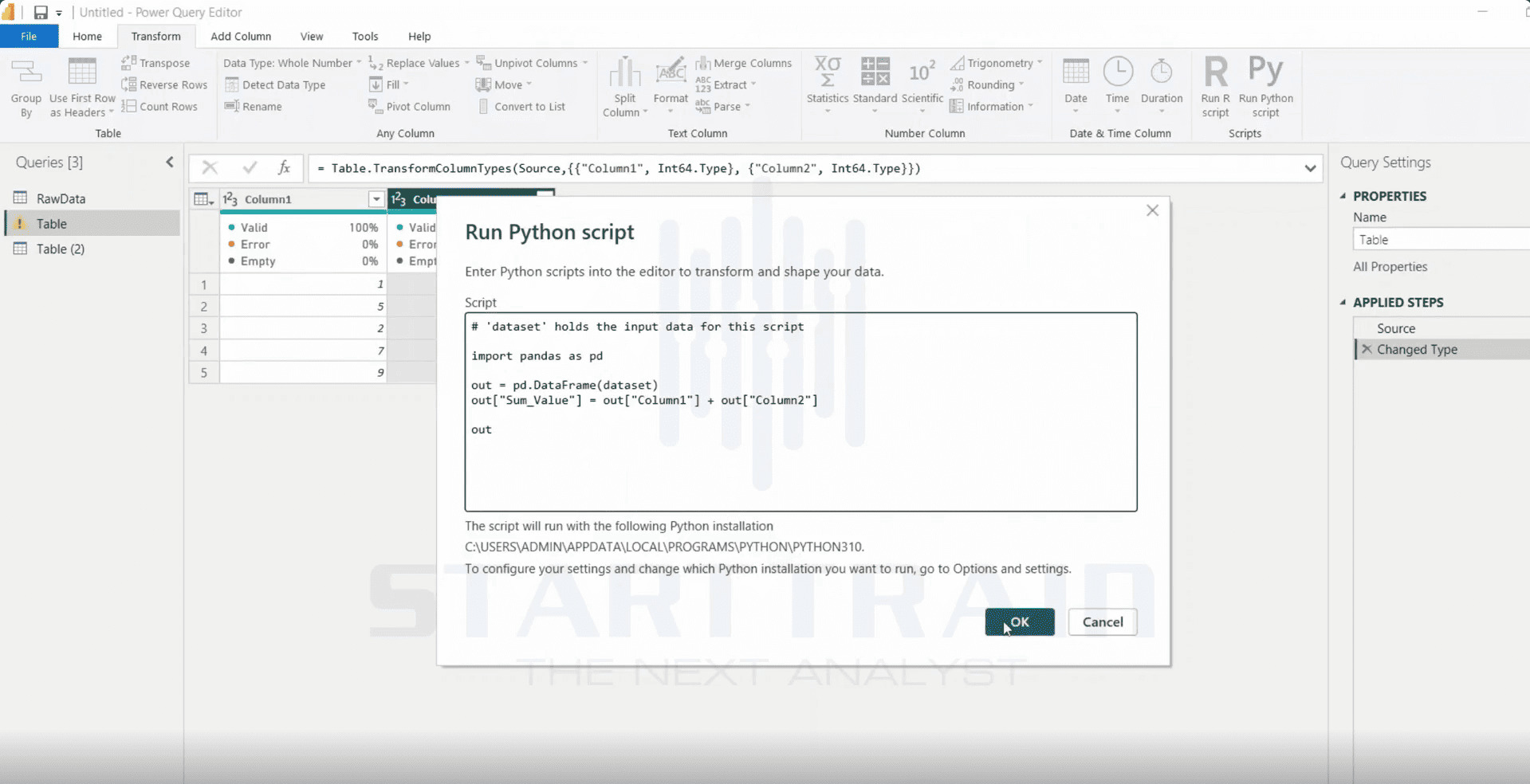Chức năng Run Python Script