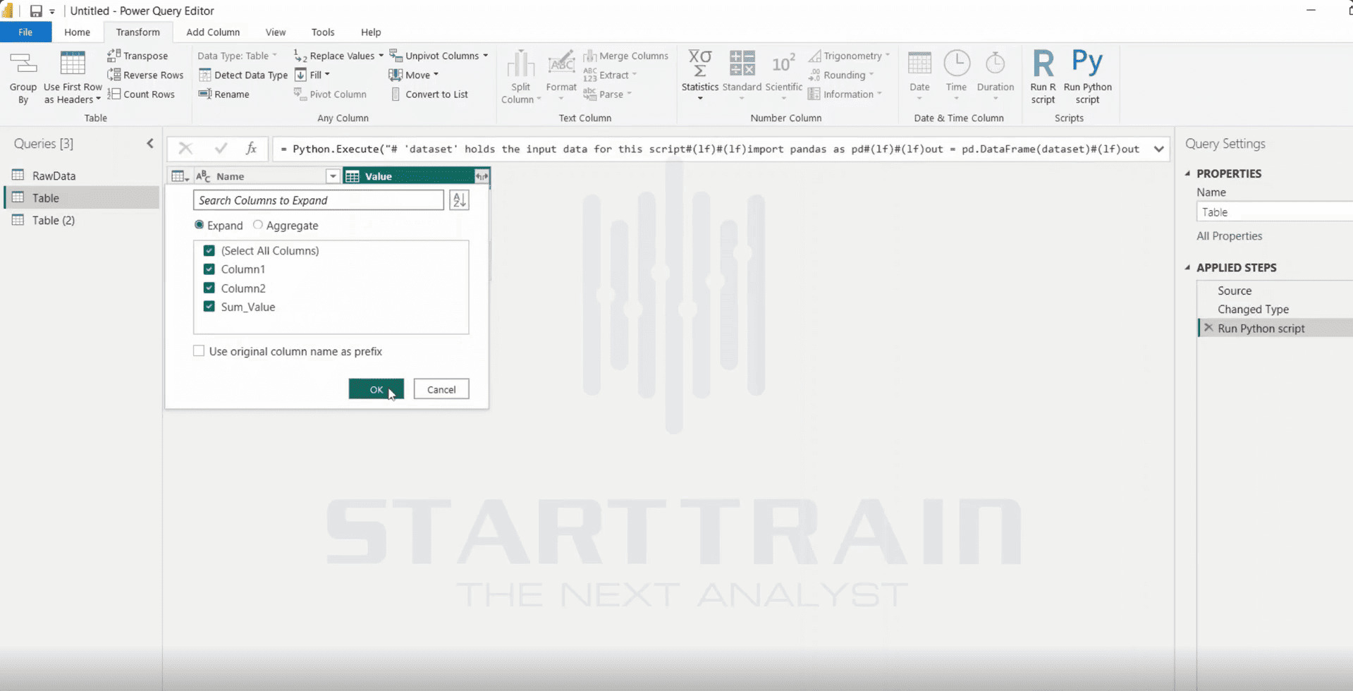 Chức năng Run Python Script