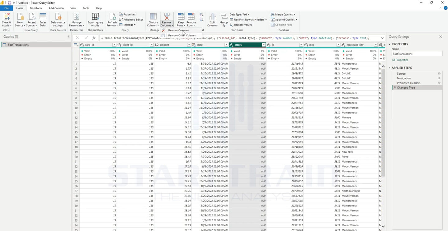 Remove Column và Other Column