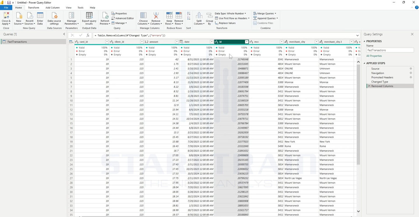 Remove column & other column