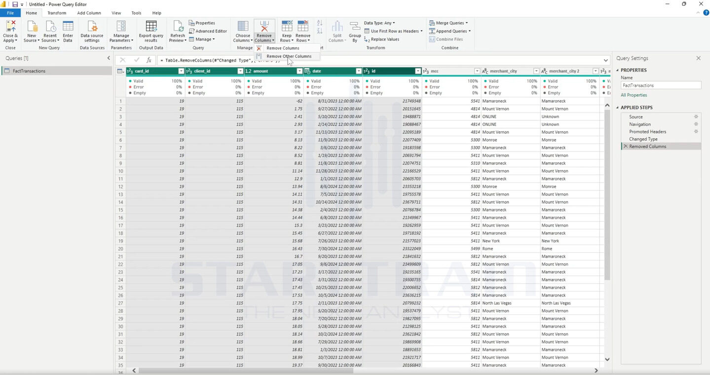 Remove Column và Other Column