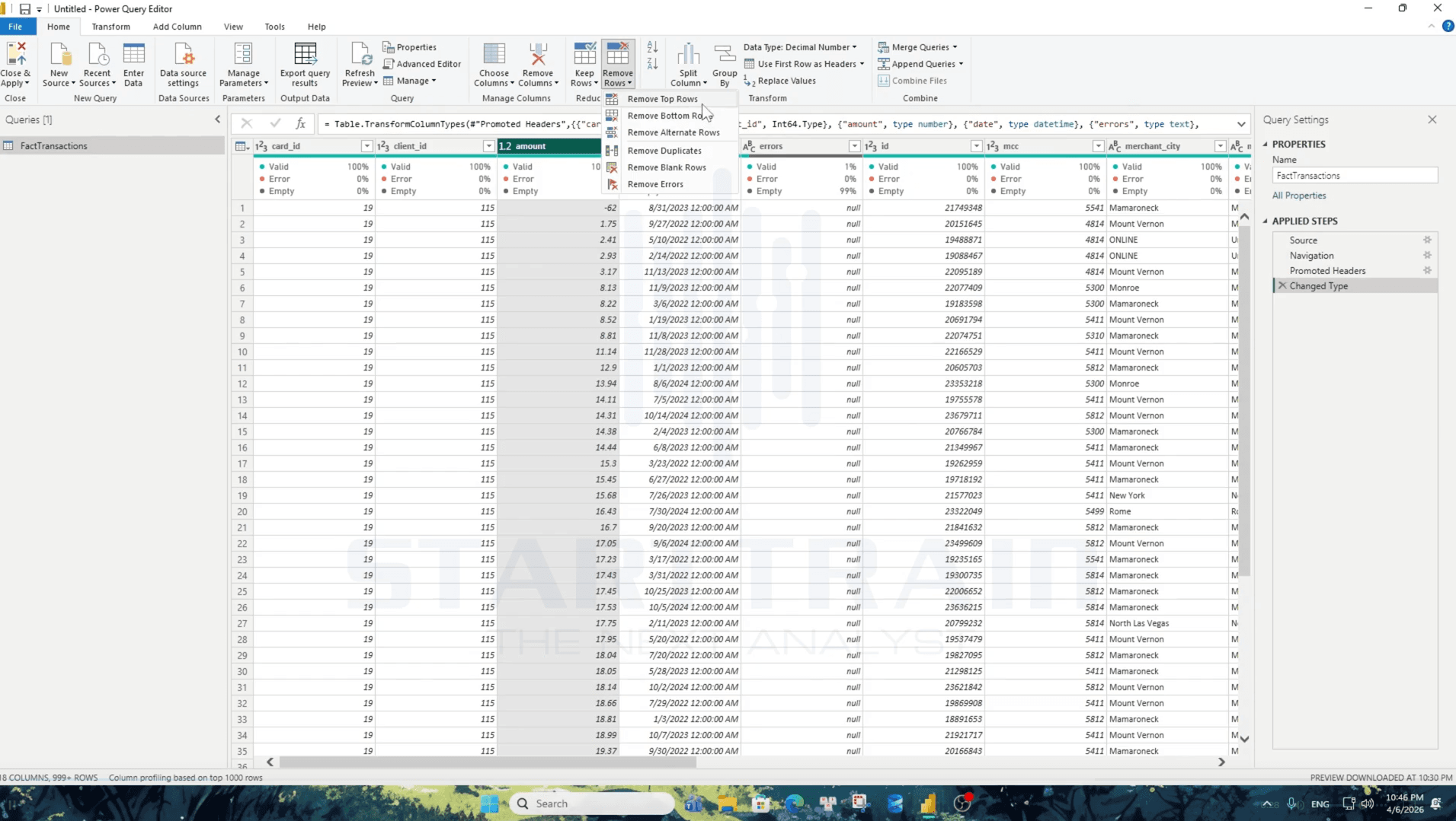 Remove Rows