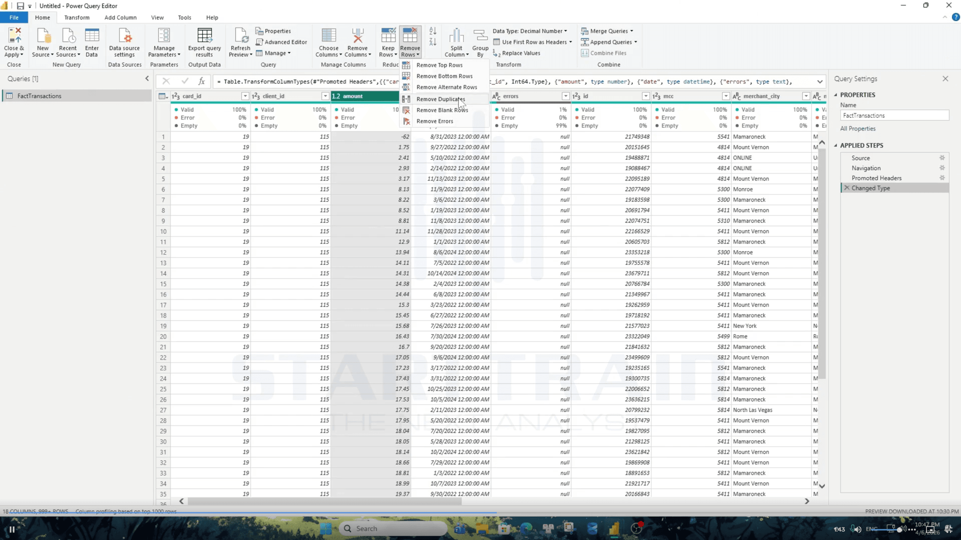 Remove Rows