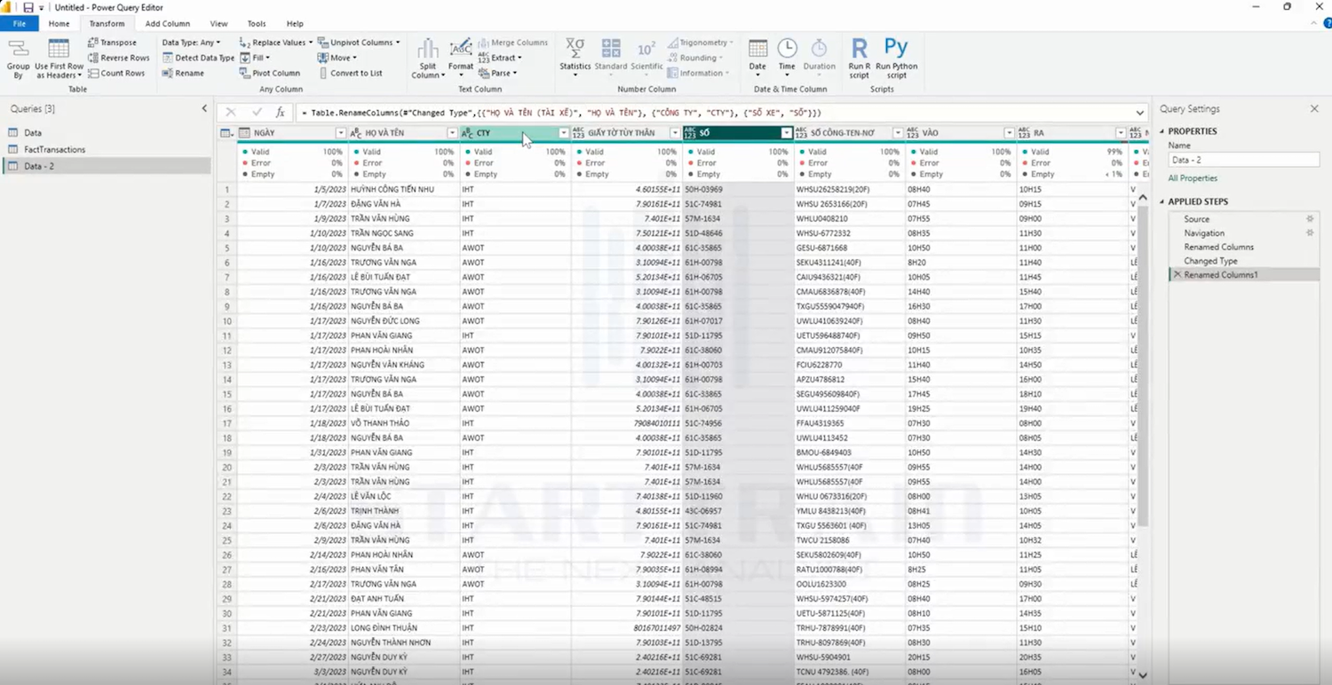 cách rename trong Power BI