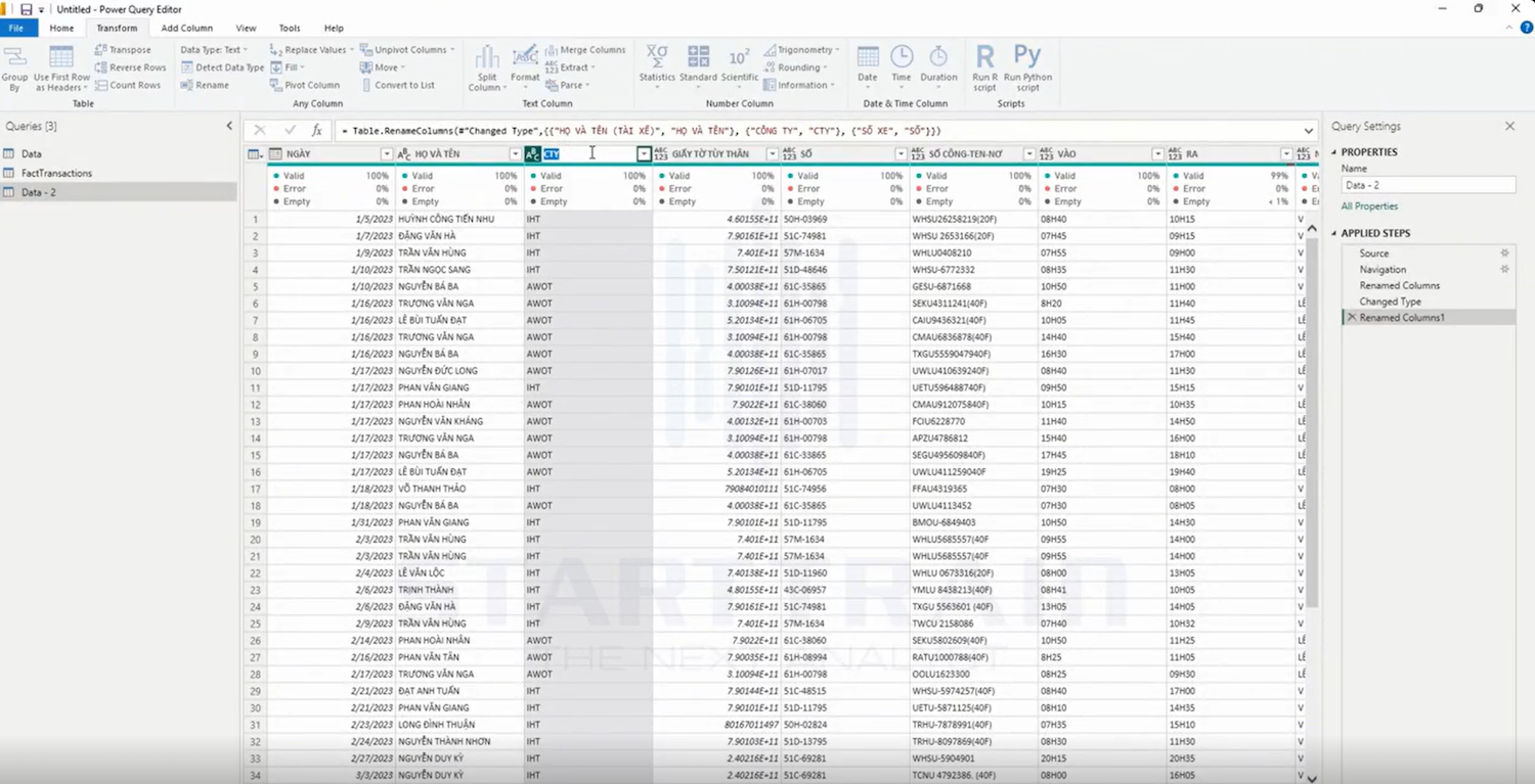 cách rename trong Power BI